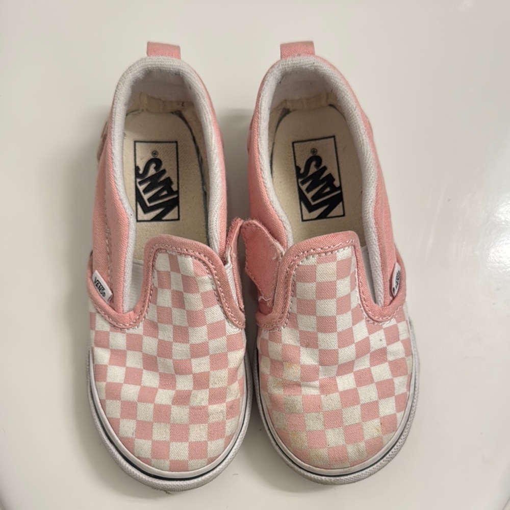 Vans Pink and White Checkered Sneakers